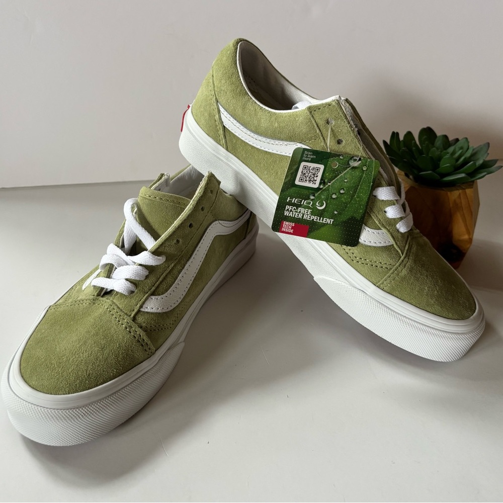 Vans Olive Green and White Suede Old Skool Sneakers